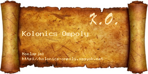 Kolonics Ompoly névjegykártya